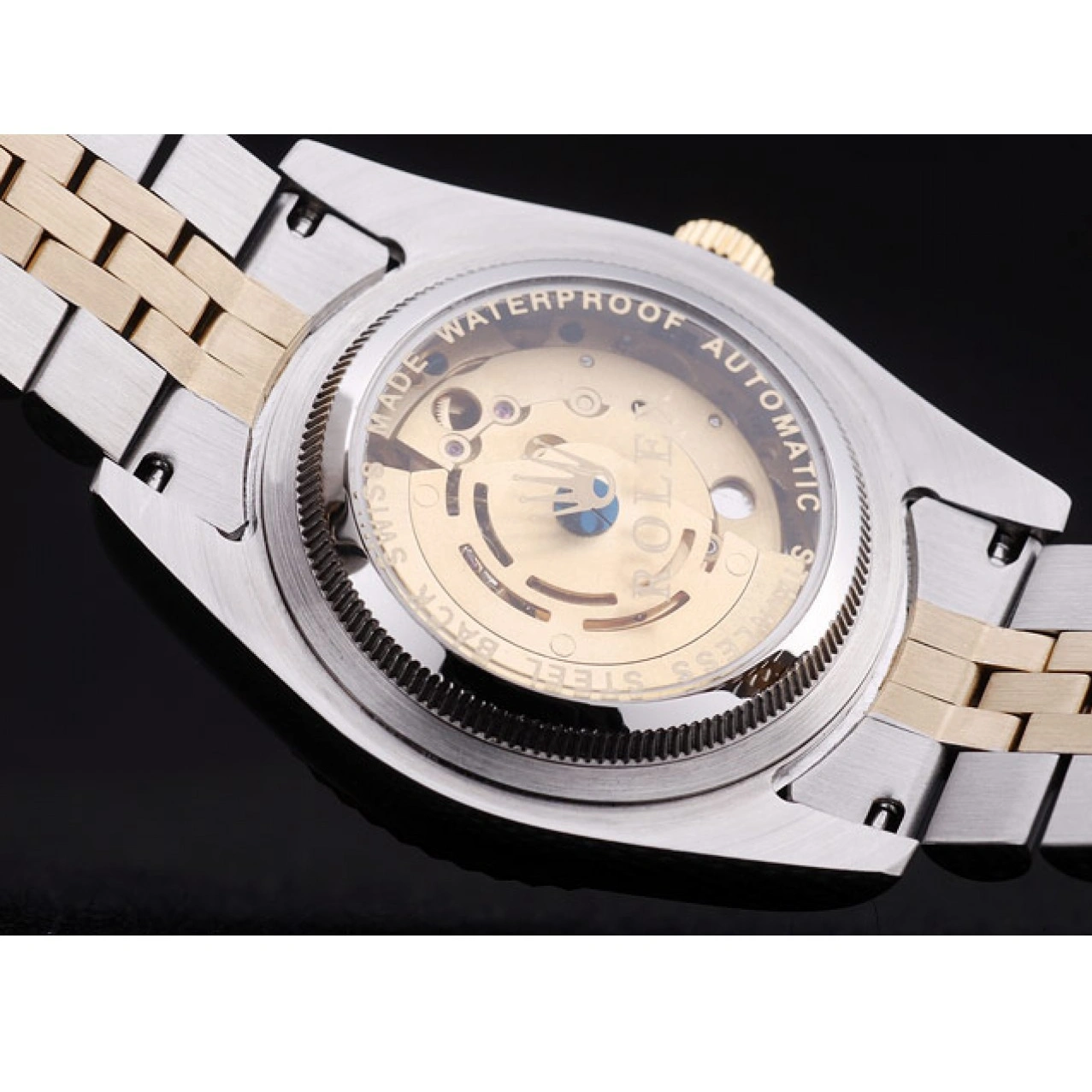 Aaa replica watch Bezel Ribbed Gold Rolex 7450 Dial Datejust 1029